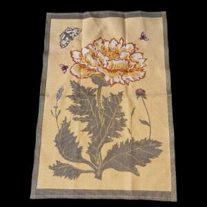 Ekelund Swedish Woven Floral Towel Butterfly Wall Hanging Cotton Linen